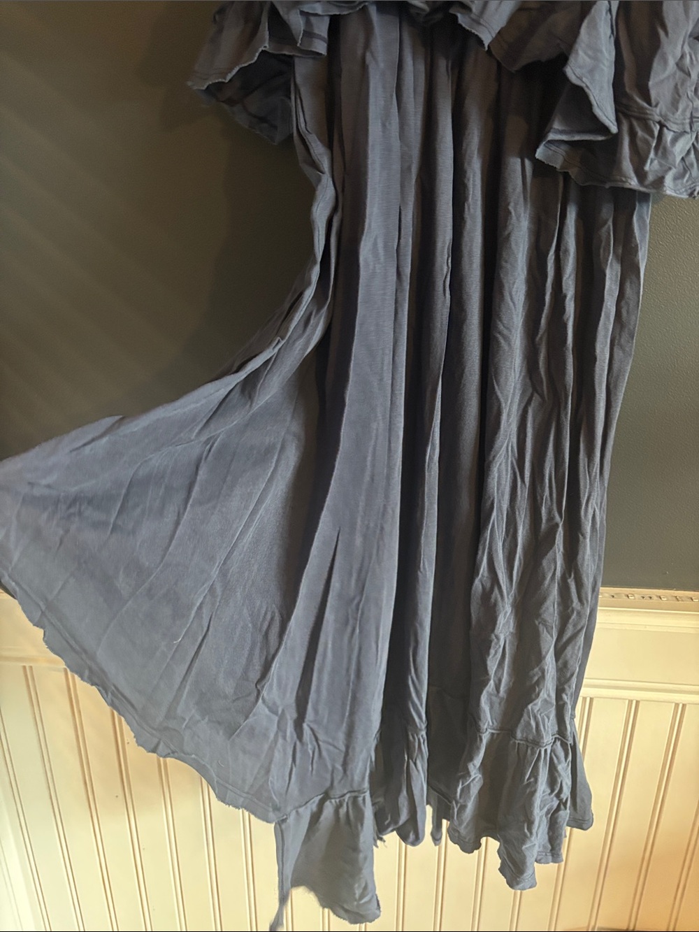 Flowy Navy High-Low Ruffle Dress - Picture 3 of 5